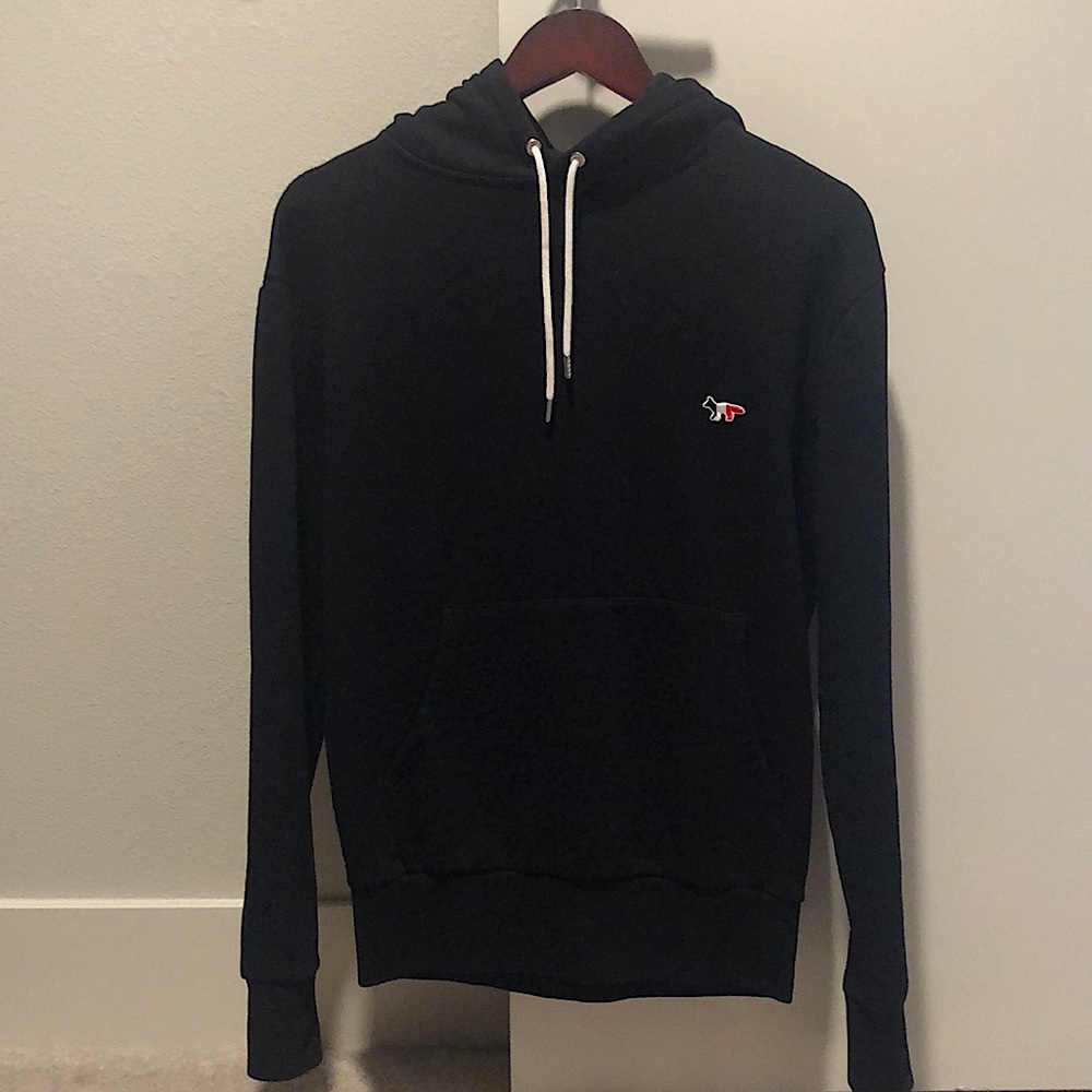 Maison Kitsune Black Tricolor Fox Hoodie
